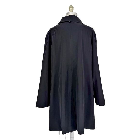 London Fog Water Resistant Hooded Trench Coat size Large Black Raincoat - Picture 5 of 11